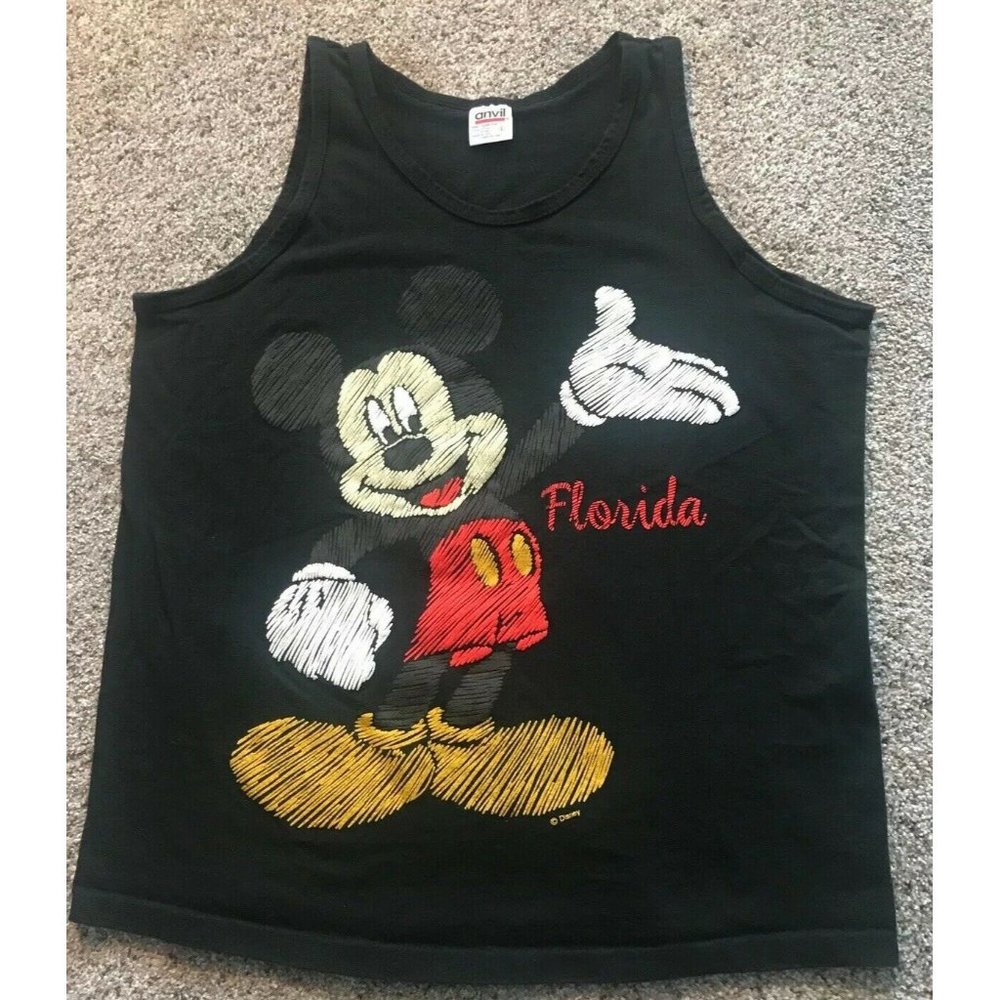 Vintage 90's Mens Large Walt Disney World Mickey Mouse Florida Tank Top Shirt